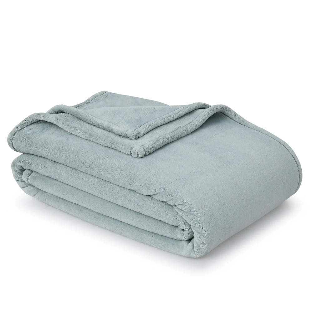 Hotel Style Oversized Luxury Plush Bed Blanket 90x94 Full/Queen, Green River - Picture 4 of 8